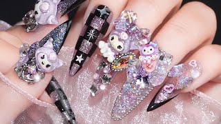 💅Korea Nail Art✨ 쿠로미네일💜 체커보드네일  픽시네일  키치네일  네일아트  셀프네일  NailArt Dreams [upl. by Yltsew]