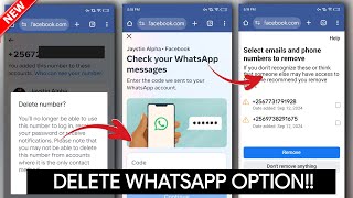 How to Remove Number from Facebook WITHOUT WhatsApp Code  Check your WhatsApp messages Facebook [upl. by Ennayrb854]