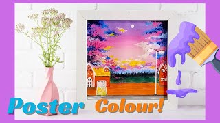 Poster Colour Painting  House Painting  Little House in The Forest [upl. by Jadwiga]