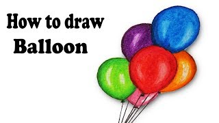 How to draw Balloons for kidsStep by stepeasy draw [upl. by Polito]