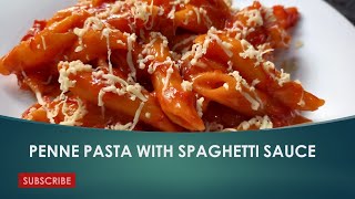 CHEESY PENNE PASTA WITH SPAGHETTI SAUCE AND SAUSAGE  PENNE PASTA RECIPE EASY [upl. by Scheider]