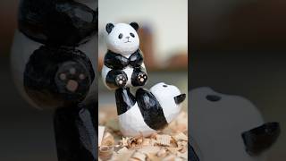 ASMR Woodworking Creating a Cuddly Wooden Panda woodcraft [upl. by Yllac]