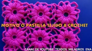 Motivo N° 1 tejido a crochet FLORES en punto garbanzo especial para blusas y ponchos a crochet [upl. by Candyce]