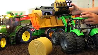 BRUDER TRACTOR Toys FARMING for Children ♦ Bruder JOHN DEERE Bruder DEUTZ Heuernte [upl. by Cheria]