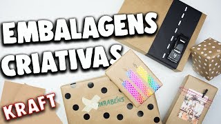 5 IDEIAS CRIATIVAS EMBALAGEM DE PRESENTE COM PAPEL KRAFT  UM PALPITE [upl. by Iver74]