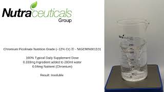 Chromium Picolinate Nutrition Grade 12 Cr Solubility in Water Test [upl. by Halian204]