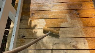 wood staining a porch deck with Cabot deck stain [upl. by Dworman453]