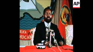 SYND 29 3 76 PRESIDENT SAMORA MACHEL OF MOZAMBIQUE SPEAKING IN LOURENCO MARQUES MAPUTO [upl. by Iaria]