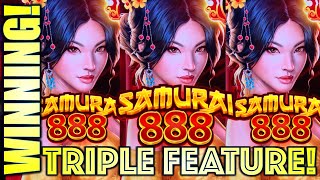 WINNING TRIPLE FEATURE AWARDED ⚔️ SAMURAI 888 KATSUMI Slot Machine IGT [upl. by Marcelo]