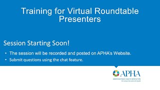 APHA 2021 Virtual roundtable presentations [upl. by Ettecul]