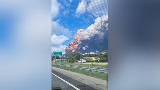 Fire at Rockdale County chemical facility leads to massive plume [upl. by Nikal]