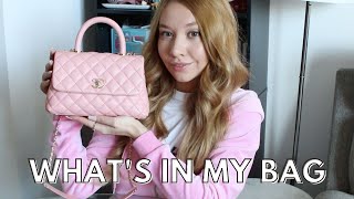 Whats In My Bag Pink Chanel Coco Handle [upl. by Anihta532]