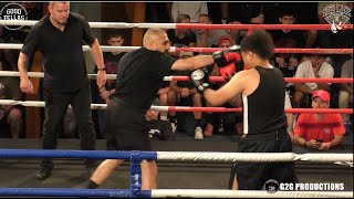 LIVINGSTONE FASA vs DAN GYPSY BECKERLEG  Corporate Boxing [upl. by Enilrahc117]