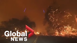 Driver captures apocalyptic scenes during drive through California wildfire [upl. by Ansel]