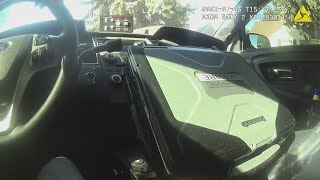 Body camera footage Suspect throws lit gas can at Spokane officer [upl. by Hoebart82]