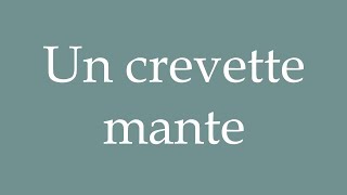 How to Pronounce Un crevette mante A mantis shrimp Correctly in French [upl. by Itsyrk369]