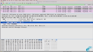 GNS3 switching setup and options Part 6 Etherswitch Wireshark 8021Q InterVLAN routing [upl. by Anisah]