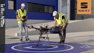 SEAT Production – First Use Of Drones To Deliver Parts  Martorell Plant [upl. by Alegnatal]