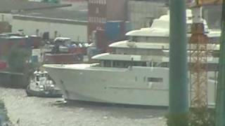 TOP SECRET Abramovics Megayacht quotEclipsequot leaves Dock 5 in Hamburg  part three [upl. by Zorana]