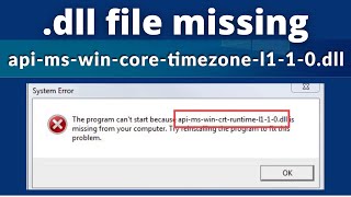 The program cant start because apimswincrtruntimel110dll is missing from your Computer [upl. by Voe406]