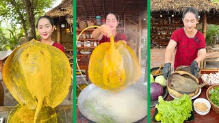 Stingray turmeric fry for salad and eat  Fry and cook stingray  Cooking with Sros [upl. by Sherrie]