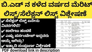 BEd 202324ಹೇಗಿತ್ತು ಕಳೆದ ವರ್ಷದ ಮೊದಲ ಮೆರಿಟ್ ಲಿಸ್ಟ್ AnalysisCut offCollege vidyabed merit list [upl. by Rolyak640]