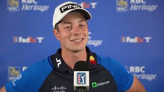 Viktor Hovland Thursday Flash Interview 2023 RBC Heritage © PGA Tour [upl. by Dagny]