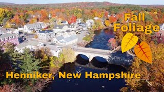 Henniker New Hampshire  fall colors  drone flyover [upl. by Rhianna750]