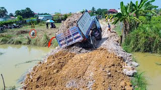 OMG Incredible DumpTruck Drive Back Uploading Fail Overturned Landslide Into Pond amp Recues by Dozer [upl. by Merlin]