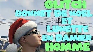 GTA 5 Online  NEW  BONNET DE NOEL ET LUNETTE EN DAMIER HOMME  GLITCH FUNNY [upl. by Einahpetse]