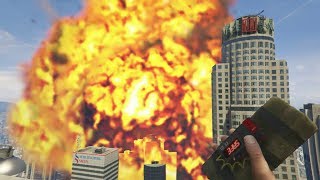 GTA V  Giant rocket and grenade explosions mod [upl. by Ayardna]