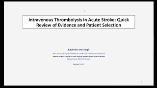 Intravenous Thrombolysis in Acute Stroke December 14 2021 [upl. by Paulsen340]