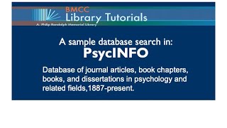 PsycINFO a sample database search via BMCC Library [upl. by Lesoj]