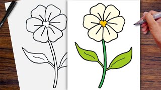 How to Draw a Flower Easy step by step Drawing Tutorial [upl. by Eelyrehc929]