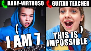 BABY VIRTUOSO pretending to be a BEGINNER on GUITAR LESSONS [upl. by Adriel]