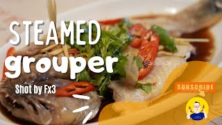 Steamed grouper fish cantonese style  Cooking Ah Pa [upl. by Llebiram]