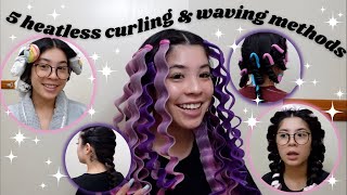 TRYING 5 VIRAL HEATLESS CURLING  WAVING METHODS asian hair ✿ curling rods socks wavers  more [upl. by Suivatnad140]