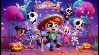 quotChumbala Cachumbala  Ghostly Skeleton Dance  Halloween Fun for Kidsquot Song with Lyrics Nursery [upl. by Ahtis]