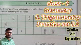 Practice set 82 Class 9 geometry 8 Trigonometry solution with explanation [upl. by Airreis671]