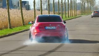 BMW M3 F80 with M Performance Exhaust  HUGE BURNOUTS [upl. by Htebsle656]