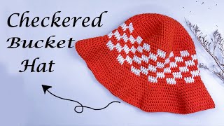 Crochet Checkered Bucket Hat Tutorial  Pattern Inspired by chendadiy [upl. by Suiramaj]