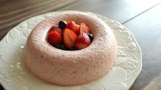 Easy homemade dessert  How to make Strawberry Bavarois 【懐かしい家庭の味】いちごババロアの作り方・レシピ [upl. by Neeliak407]