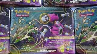 Opening 5x Hoopa EX amp Rayquaza Collector Chest Lunchbox Tin [upl. by Asirret]