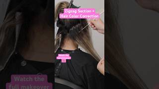 Zigzag Highlights for Hair Color Correction haircolor haircolorist [upl. by Tobey383]