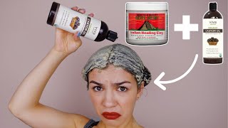 Using The Aztec Healing Clay Mask And Castor Oil On My Hair [upl. by Akived490]