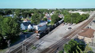 Fostoria Ohio Train Drone Video WB Norfork Southern meets an EB NS [upl. by Jordon]