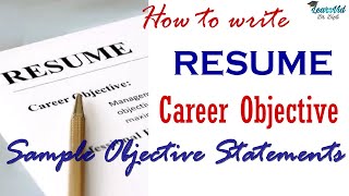 Career Objective for Resume  Sample Objective Statements  LearnVid Dr Dipti [upl. by Llennaj]