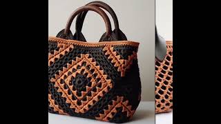 DARK BROWN LIGHT BROWN LITTLE CUTE CROCHET MINI BAG BASKET BAG TOTE BAG AI MADE DESIGN IDEAS [upl. by Aden]