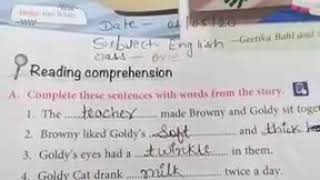 Class1 English literature Chapter Browny Bear and Goldy cat Question Answer Date 03062020 [upl. by Christophe]