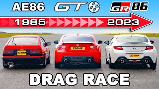 Toyota GR86 v GT86 v AE86 DRAG RACE [upl. by Roselin751]